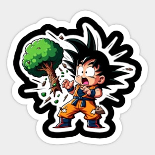 Goku accidentally blasting a tree Sticker